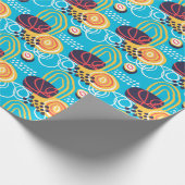 Funky Doodles on Aqua Cadeaupapier (Hoek)