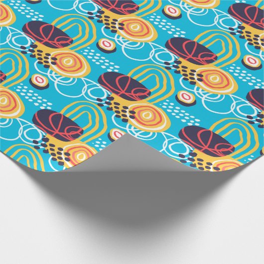 Funky Doodles on Aqua Cadeaupapier (Hoek)