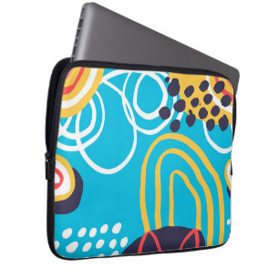 Funky Doodles on Aqua Laptop Sleeve