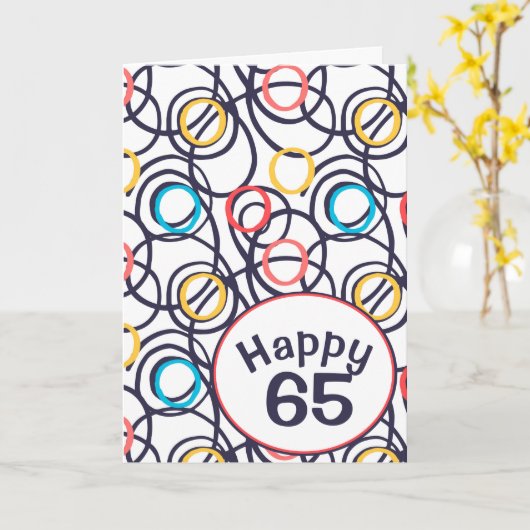 Funky Doodles voor 65th Birthday Kaart (Gele Bloem)