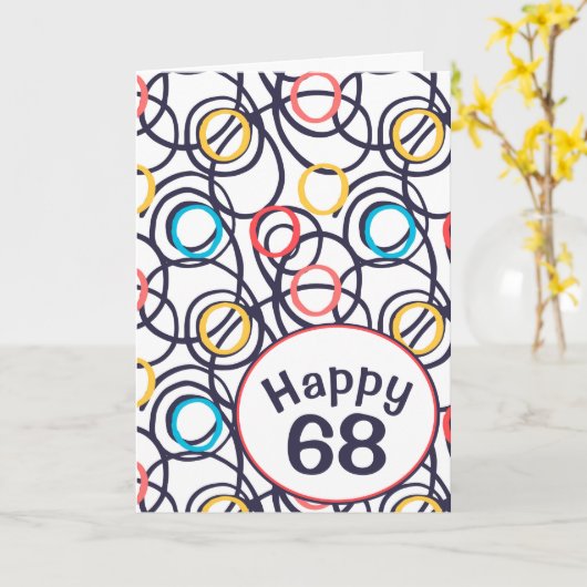 Funky Doodles voor 68th Birthday Kaart (Gele Bloem)