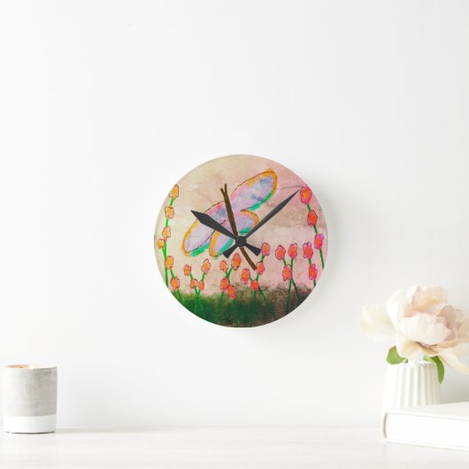 Funky Dragonfly Abstracte kunst Ronde Klok (Huis)