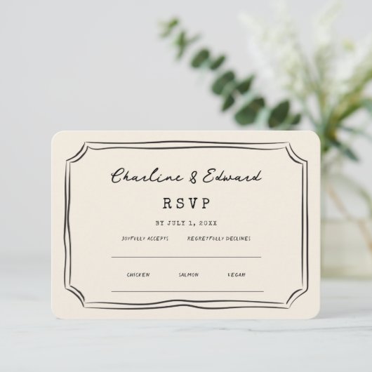 Funky Drawing Wedding Website | RSVP QR  Informatiekaartje (Staand voorkant)