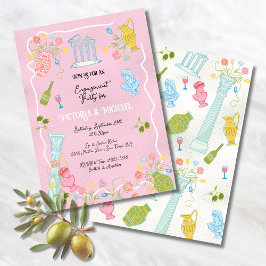 Funky Drawn Italiaanse Griekse Mediterrane Partij Kaart