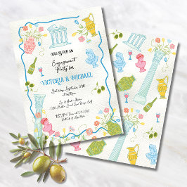 Funky Drawn Italiaanse Griekse Mediterrane Partij Kaart