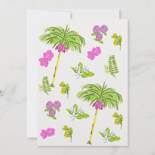 Funky Drawn Tropical Floral Wedding Kaart (Achterkant)