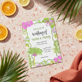 Funky Drawn Tropical Floral Wedding Kaart