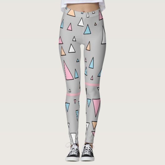 Funky Driehoeken Pastel Kleuren Leggings (Voorkant)
