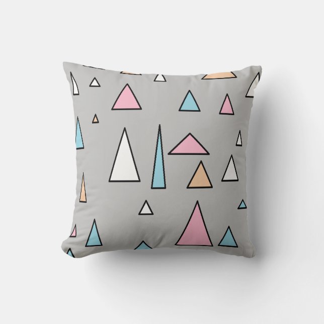 Funky Driehoeken Pastel Kleuren Worp Kussen (Voorkant)