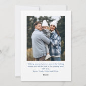 Funky Dusty Blue Christmas Bow Ribbon 2 Photo Feestdagenkaart (Achterkant)