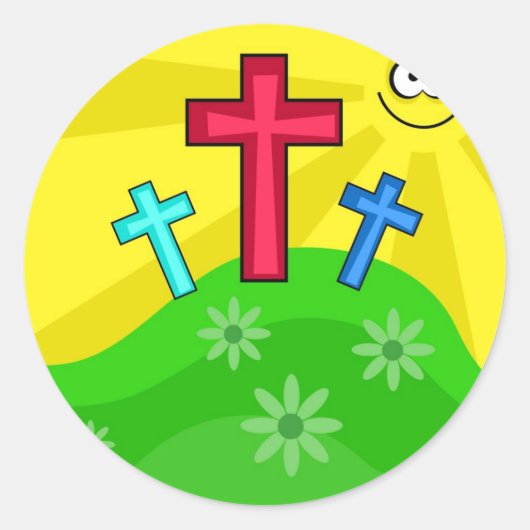 Funky Easter Ronde Sticker (Voorkant)