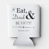 Funky Eat Drink en Be Fifty Retro 50th Verjaardag Blikjeskoeler (Achterkant)