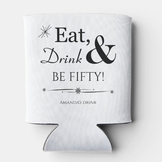 Funky Eat Drink en Be Fifty Retro 50th Verjaardag Blikjeskoeler (Achterkant)