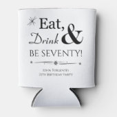 Funky Eat Drink en Be Seventy Retro 70th Birthday Blikjeskoeler (Voorkant)