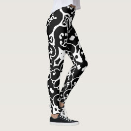 Funky Ebony White Abstract 4Helen Leggings