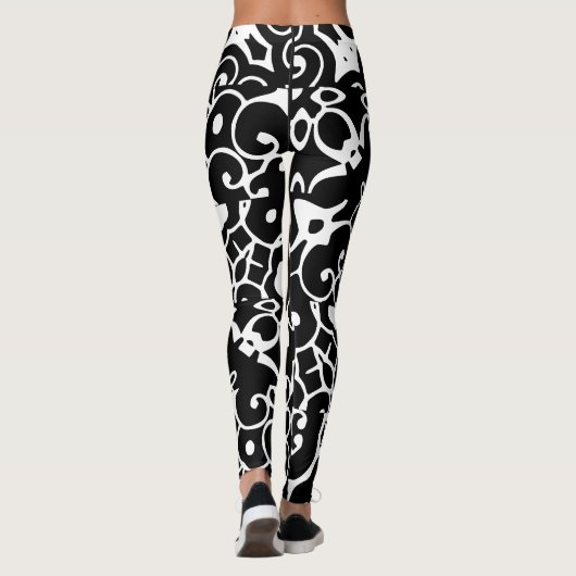 Funky Ebony White Abstract 4Helen Leggings (Achterkant)