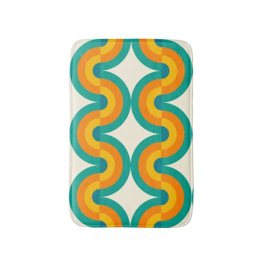 Funky eclectische retro halve cirkels kunst patroo badmat (Voorkant Verticaal)