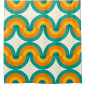 Funky eclectische retro halve cirkels kunst patroo douchegordijn (Voorkant)