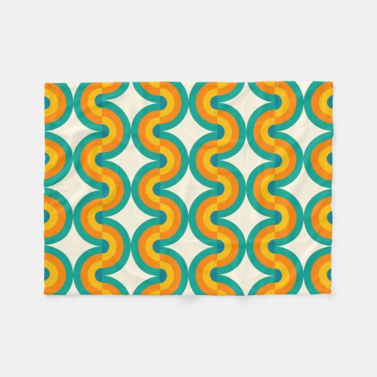 Funky eclectische retro halve cirkels kunst patroo fleece deken (Voorkant (Horizontaal))