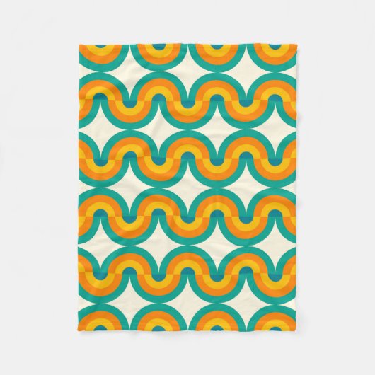 Funky eclectische retro halve cirkels kunst patroo fleece deken (Voorkant)
