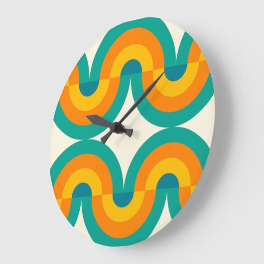 Funky eclectische retro halve cirkels kunst patroo grote klok (Hoek)