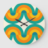 Funky eclectische retro halve cirkels kunst patroo grote klok (Voorkant)