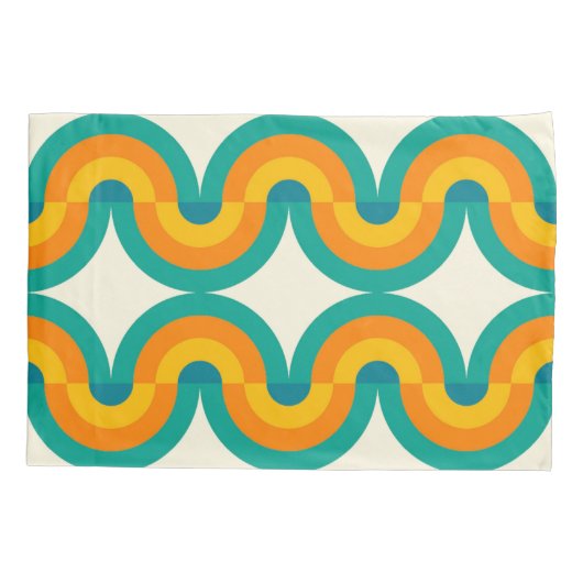 Funky eclectische retro halve cirkels kunst patroo kussensloop (Achterkant-Links)