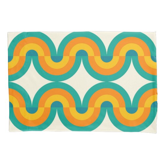 Funky eclectische retro halve cirkels kunst patroo kussensloop (Voorkant-Links)