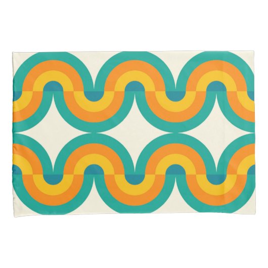 Funky eclectische retro halve cirkels kunst patroo kussensloop (Voorkant-Rechts)