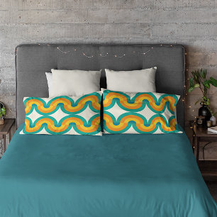 Funky eclectische retro halve cirkels kunst patroo kussensloop
