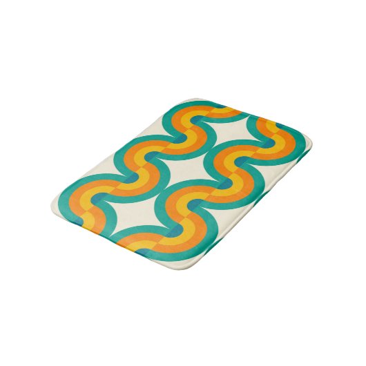Funky Eclectische Retro Halve Cirkels Kunstpatroon Badmat (Gekanteld)