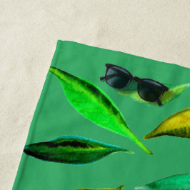 Funky eco groene bladeren kunst strand stijl strandlaken