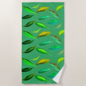 Funky eco groene bladeren kunst strand stijl strandlaken (Voorkant)