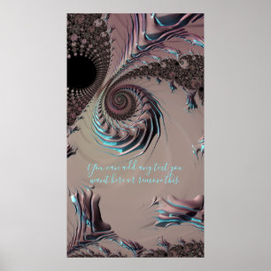 Funky Edgy Metallic Fractal Abstract voegt een cit Poster