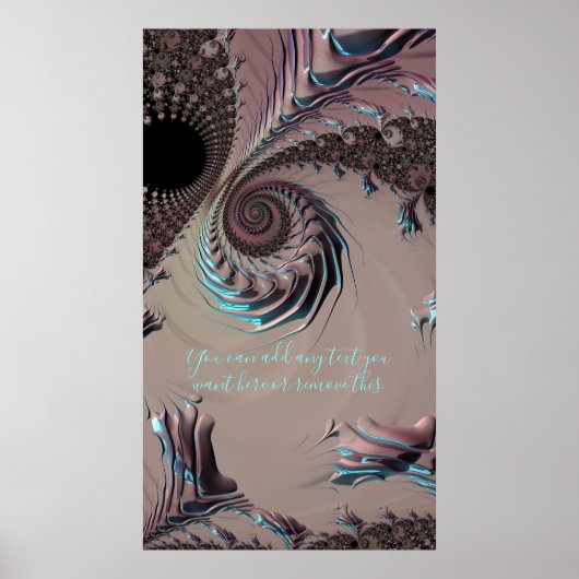 Funky Edgy Metallic Fractal Abstract voegt een cit Poster (Voorkant)