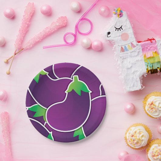 Funky eggplant papieren bordje (Feest)