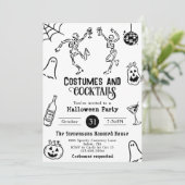 Funky eigenzinnige grillige hand getrokken Hallowe Kaart (Staand voorkant)