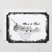 Funky Electric Guitar Black White Music Wedding Kaart (Achterkant)