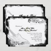 Funky Electric Guitar Black White Music Wedding Kaart (Voorkant / Achterkant)