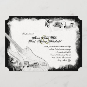 Funky Electric Guitar Black White Music Wedding Kaart