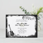 Funky Electric Guitar Music Wedding Invitation Kaart (Staand voorkant)