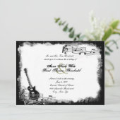 Funky Electric Guitar Music Wedding Invitation Kaart (Staand voorkant)