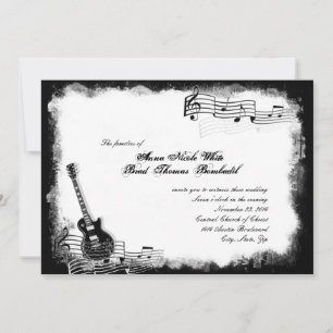 Funky Electric Guitar Music Wedding Invitation Kaart