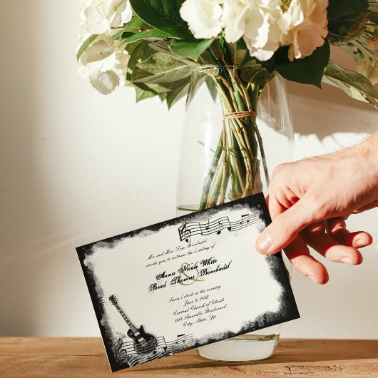 Funky Electric Guitar Music Wedding Invitation Kaart