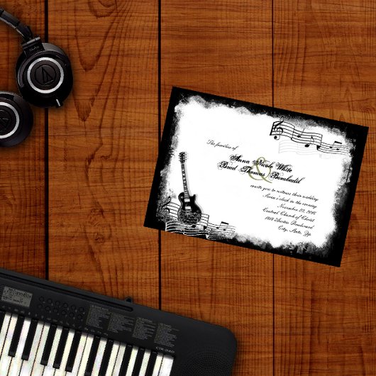 Funky Electric Guitar Music Wedding Invitation Kaart