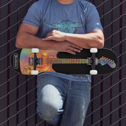 Funky Elektrische Gitaar Naam Persoonlijk Skateboard (Buiten 3)