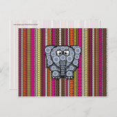 Funky Elephant Circle Mosaic met Stripes Briefkaart (Voorkant / Achterkant)