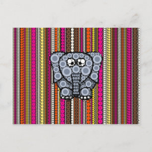Funky Elephant Circle Mosaic met Stripes Briefkaart