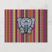 Funky Elephant Circle Mosaic met Stripes Briefkaart (Voorkant)