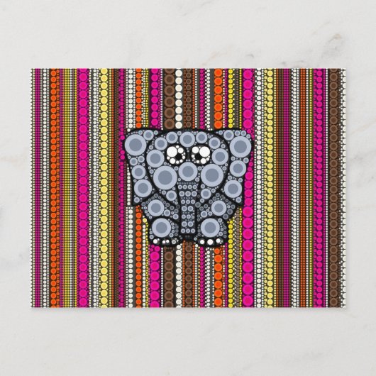 Funky Elephant Circle Mosaic met Stripes Briefkaart (Voorkant)